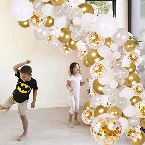 133Pcs White and Gold Balloon Arch for Weddings Bridal Shower Decorations - Hibrides