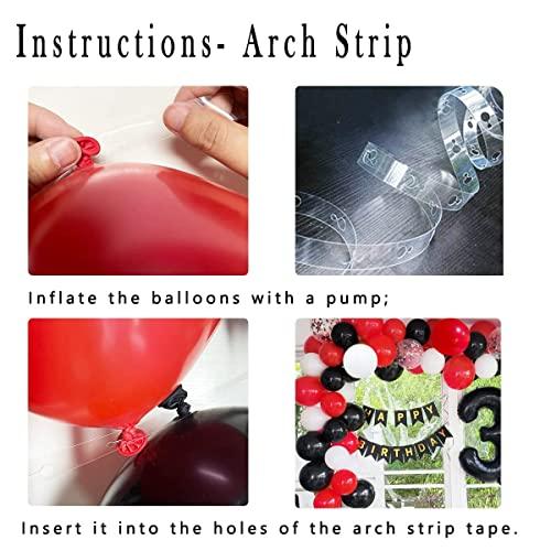 DIY Red Black White Balloon Garland Arch Kit - Red White Black Party Balloons 16ft Arch Strip for Circus BBQ Casino Poker Quinceanera Graduation Baby Shower Birthday Party Decorations - Hibrides