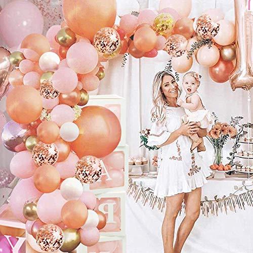 152pcs Rose Gold Balloon Arch with Confetti Latex Balloons for Baby Shower Wedding - Hibrides