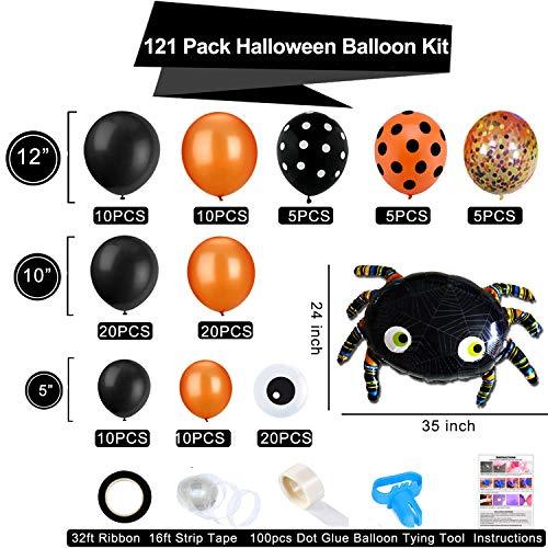 121pcs Halloween Balloon Arch Garland Kit with Black Orange Confetti Balloons - Hibrides