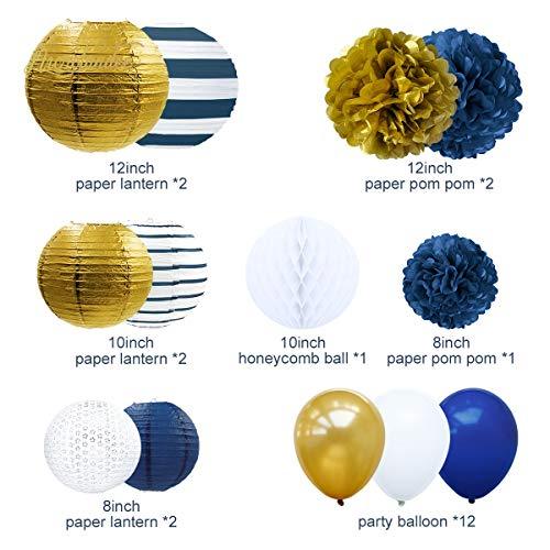 Royal Blue Tissue Pom Poms Flower Glitter Anchor Confetti Tassel Garland for Party Balloon for Graduation Wedding - Hibrides