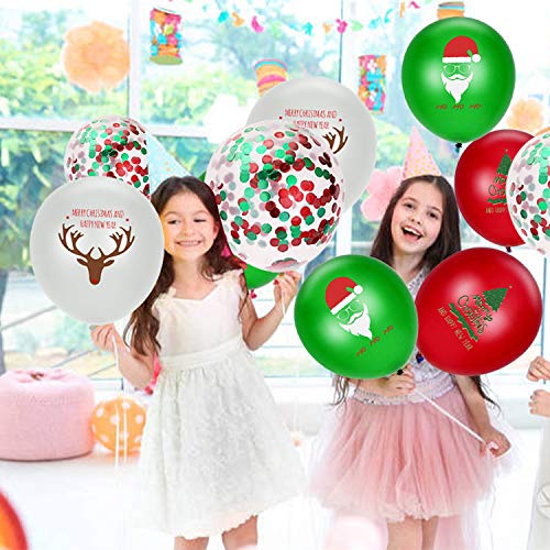 72pcs Christmas Balloons Red Green Confetti Balloons Kit for Christmas Holiday - Hibrides