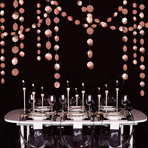 Glitter Rose Gold Circle Dots Garland Party Decorations for Wedding Birthday - Hibrides