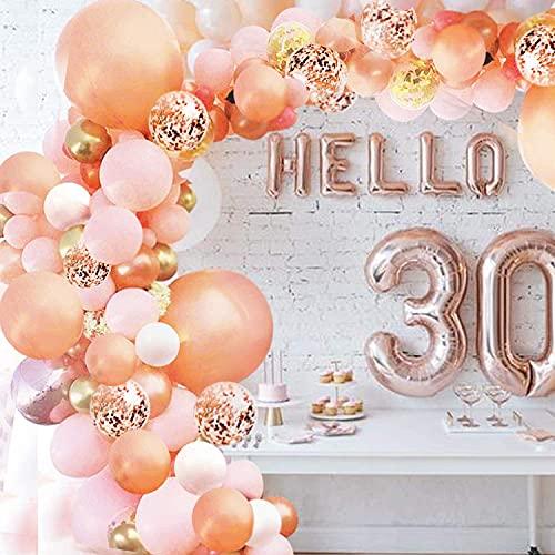 152pcs Rose Gold Balloon Arch with Confetti Latex Balloons for Baby Shower Wedding - Hibrides
