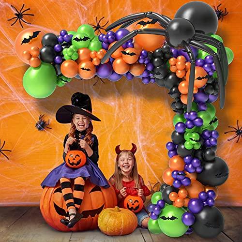 186Pcs Halloween Balloon Garland Arch kit with Spider Balloons for Halloween Theme Party Decorations - Hibrides