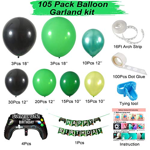 105pcs Video Game Party Balloon Garland Kitfor Boys' Birthday Party Decorations - Hibrides