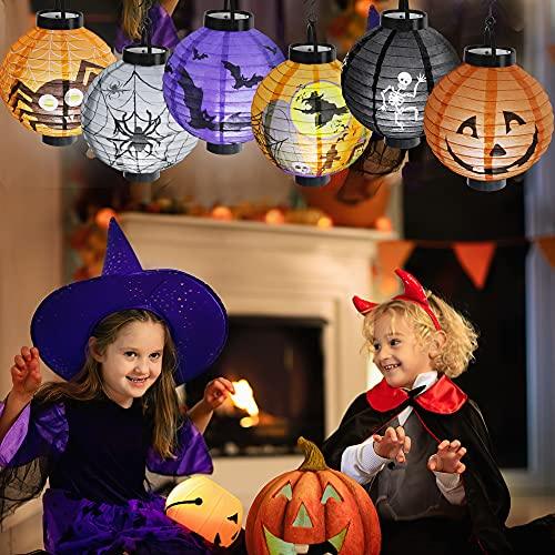 6 Pcs Halloween Paper Lanterns with LED Light for Halloween Decorations - Hibrides