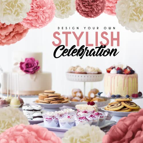 20pcs Paper Pom Poms Party Kit for Birthday Bridal Shower Party Decorations - Hibrides