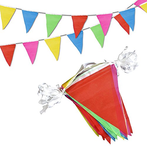 100 Feet Pennant Banner Multicolor Bunting Flags for Birthday Party Christmas Decorations - Hibrides