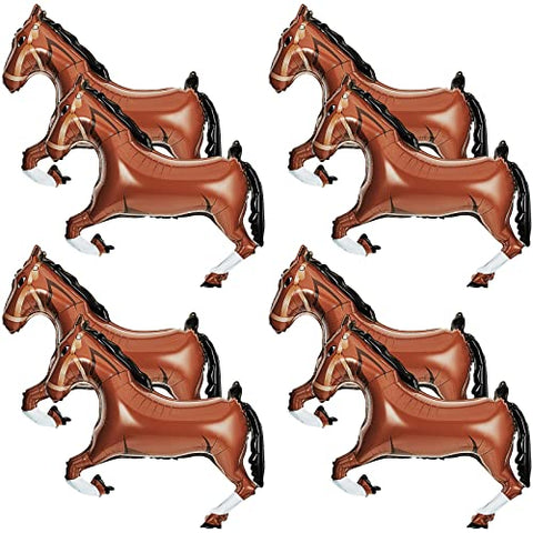 8 Pieces Mini Foil Horse Balloon Brown Horse Balloon Animal Themed Party Decorations - Hibrides