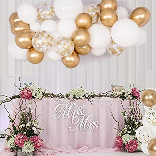 124 Pcs White and Gold Balloon Garland for Baby Shower Wedding Birthday Decorations - Hibrides