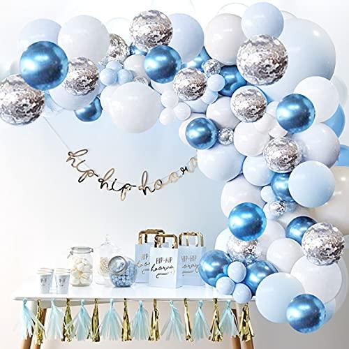 126 pcs Blue and White Balloon Garland Arch Kit for Baby Shower Birthday Wedding - Hibrides