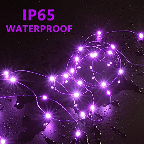 2 Pack Purple Halloween Lights LED Solar String Lights Outdoor Halloween Decorations - Hibrides