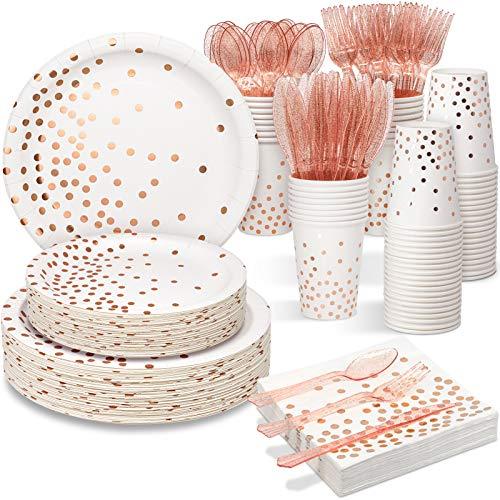 350 PCS Disposable Dinnerware Set for Birthday Bridal Shower Bachelor Wedding Party - Hibrides