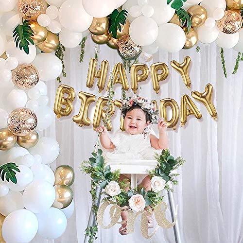 136PCS Gold and White Baby Shower Balloons for Baby Shower Wedding - Hibrides