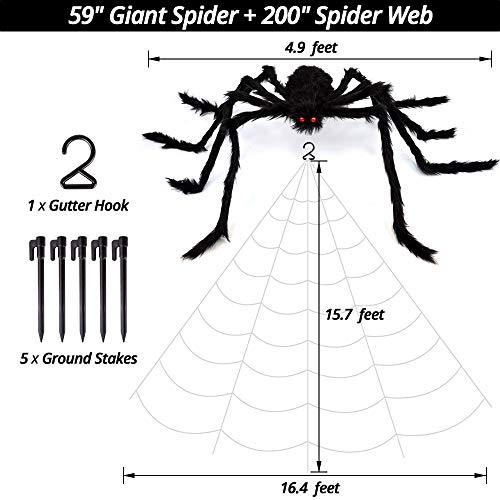 Giant Spider Fake Spider with Triangular Huge Spider Web for Halloween Decorations - Hibrides