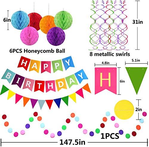 Happy Birthday Banner with Colorful Paper Flag Bunting for Birthday Party - Hibrides