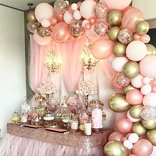 140Pcs Rose Gold Balloons 12" for Baby Shower Wedding Party Decorations - Hibrides