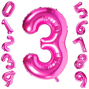 40 Inch Pink Jumbo Number Balloons for Birthday Foil Balloon Party Decorations - Hibrides