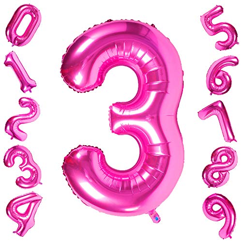 40 Inch Pink Jumbo Number Balloons for Birthday Foil Balloon Party Decorations - Hibrides