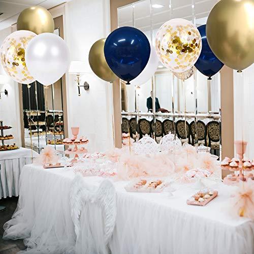 50 pcs Navy Blue and Gold Confetti Balloons Birthday Balloons for Graduation Birthday - Hibrides