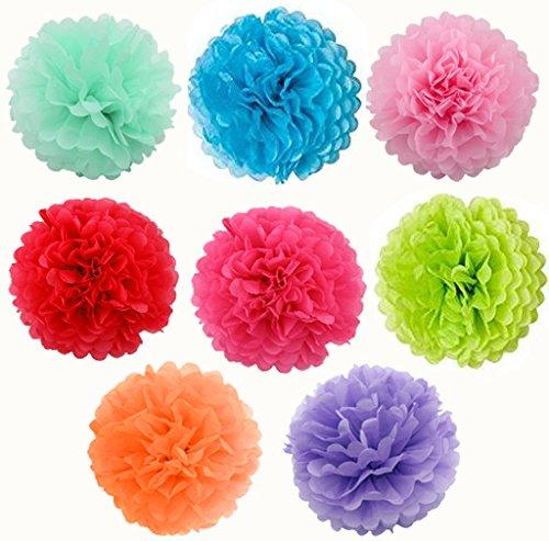 Birthday Decorations Banner with Tissue Pom Poms for Rainbow Birthday Party - Hibrides