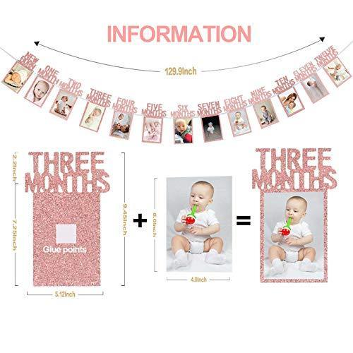 Rose Gold 1st Birthday Baby Photo Banner for First Birthday Party Decoration - Hibrides