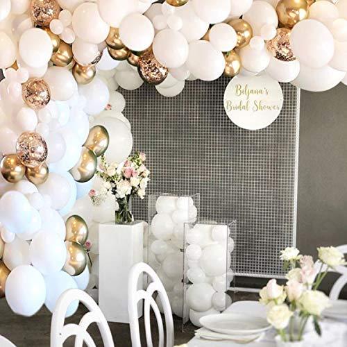 124 Pcs White and Gold Balloon Garland for Baby Shower Wedding Birthday Decorations - Hibrides