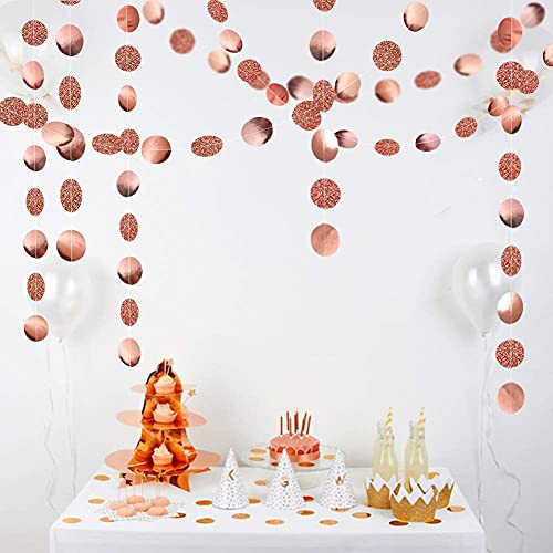 Glitter Rose Gold Circle Dots Garland Party Decorations for Wedding Birthday - Hibrides