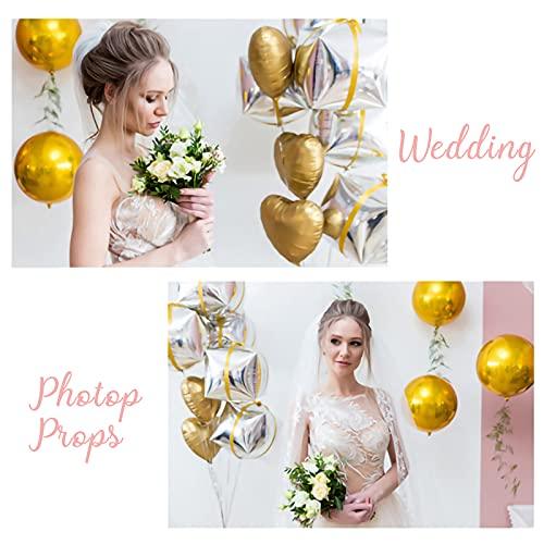 Rainbow 4D Balloons 6Pcs 18 inch Mylar Foil Balloons Round for Birthday Bridal Shower - Hibrides