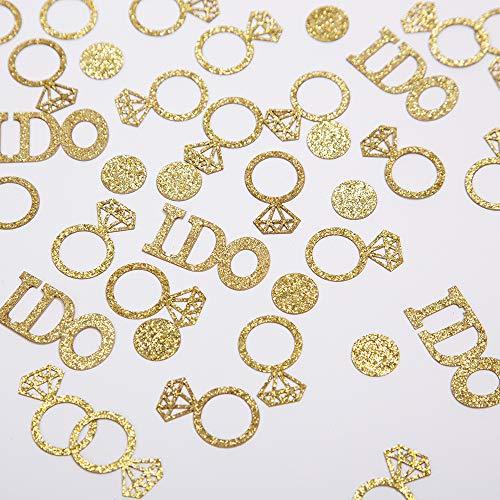 100pcs Glitter Paper Diamond Ring Confetti for Bridal Shower Party Decorations - Hibrides