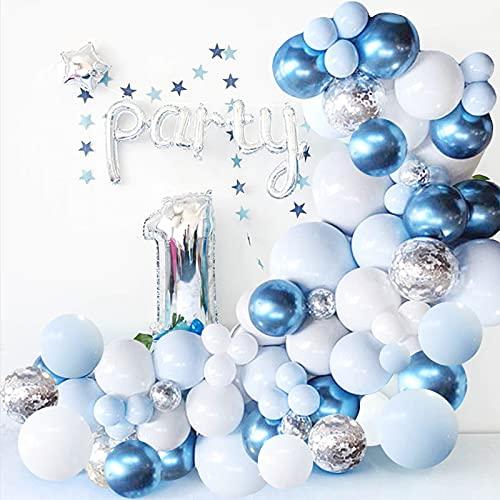126 pcs Blue and White Balloon Garland Arch Kit for Baby Shower Birthday Wedding - Hibrides