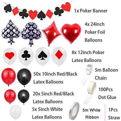 95pcs Casino Party Decorations Game Night Balloons Garland - Hibrides