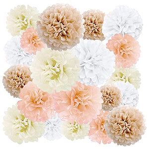 20PCS Tissue Pom Pom Decorations for Birthday and Bridal Shower - Hibrides