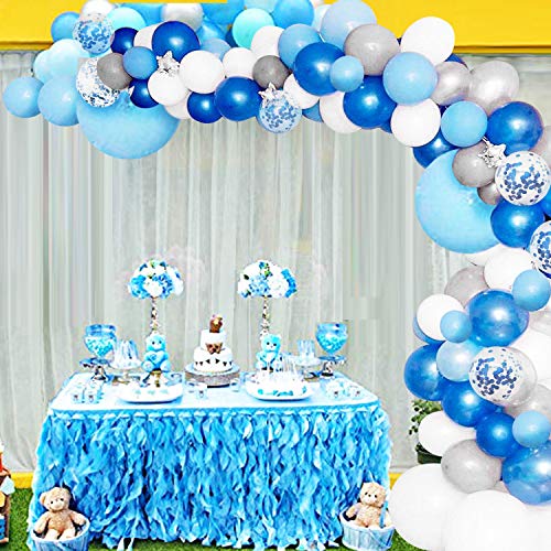 135 Pieces Blue and White Balloon Garland Arch Kit for Baby Shower Birthday Party - Hibrides