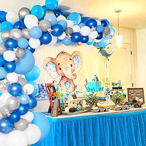 135 Pieces Blue and White Balloon Garland Arch Kit for Baby Shower Birthday Party - Hibrides