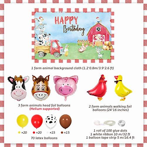 75pcs Farm Animal Balloons Decorations for Farm Barnyard Party Decorations - Hibrides