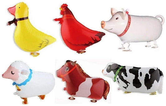 6pcs Walking Farm Animal Balloon Birthday Party Balloon Decorations - Hibrides