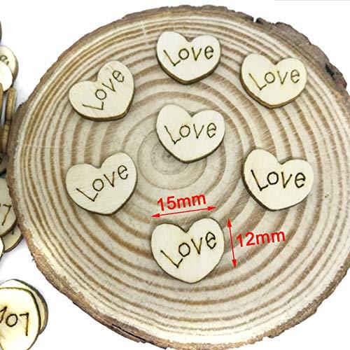 200pcs Rustic Wooden Love Heart Crafts for Wedding Table Scatter Decoration - Hibrides