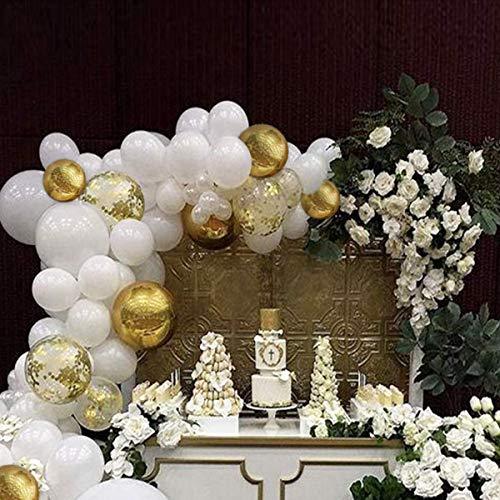 124 Pcs White and Gold Balloon Garland for Baby Shower Wedding Birthday Decorations - Hibrides
