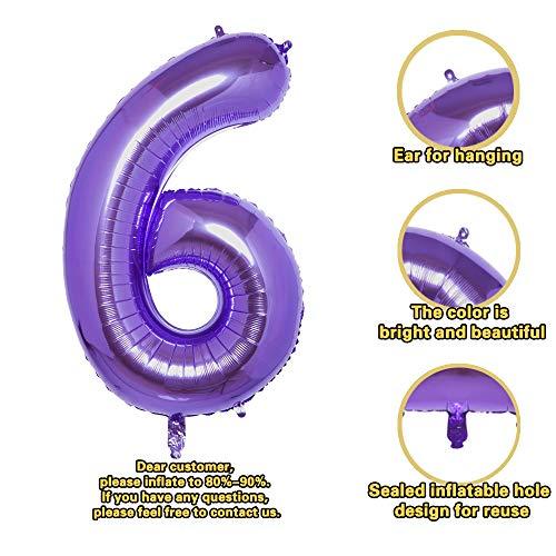 40 Inch Purple Jumbo Digital Number Balloons Foil Mylar Balloons for Birthday Party and Anniversary - Hibrides