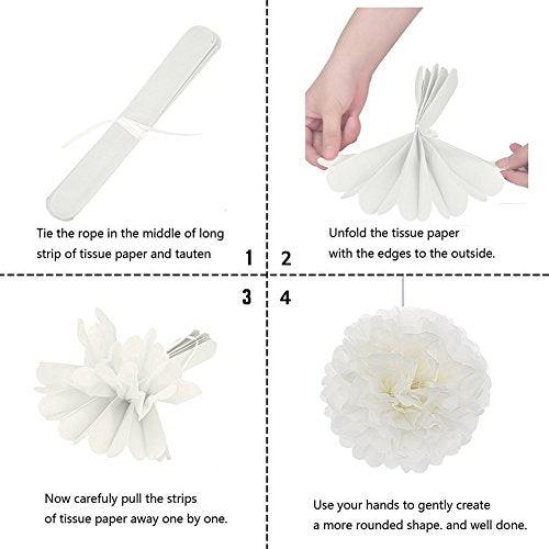 16pcs Pom Poms Flowers Paper Lanterns Hanging Tissue Fan for Bridal Shower - Hibrides