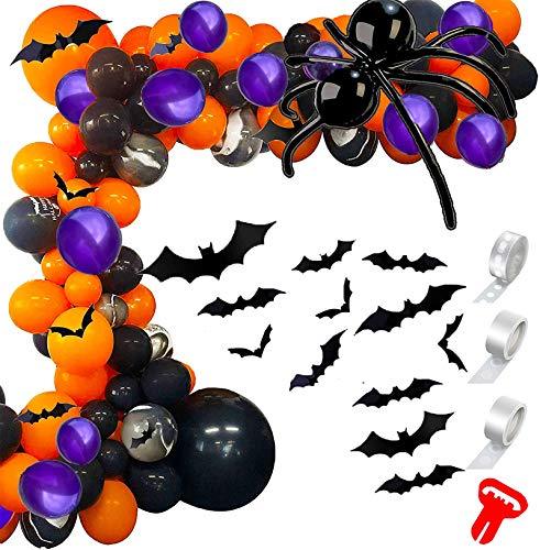 159pcs Halloween Balloon Arch Garland kit with 3D Bat Sticker for Halloween Theme Party - Hibrides