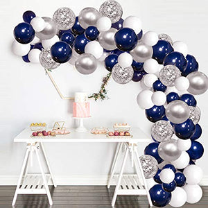 120 pcs Silver Blue Balloons Garland Kit for Bridal Shower Wedding Decorations - Hibrides