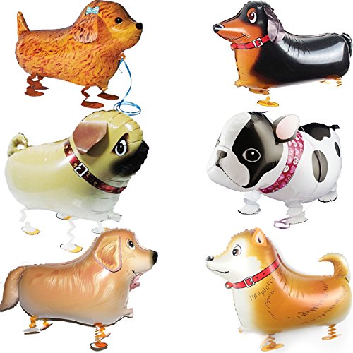 6pcs Puppy Dogs Birthday Balloons for Animal Theme Birthday Party Decorations - Hibrides