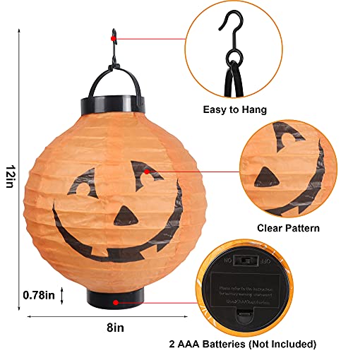 6 Pcs Halloween Paper Lanterns with LED Light for Halloween Decorations - Hibrides