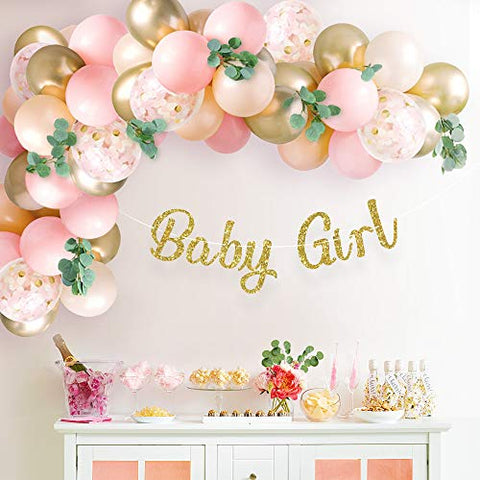 Baby Shower Decorations for Girl with Pink Balloon Arch Garland Kit - Hibrides