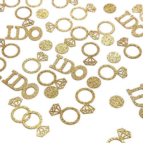 100pcs Glitter Paper Diamond Ring Confetti for Bridal Shower Party Decorations - Hibrides
