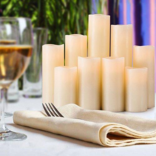 Set of 9 Flameless Candle with Remote Control for Wedding Centerpieces - Hibrides