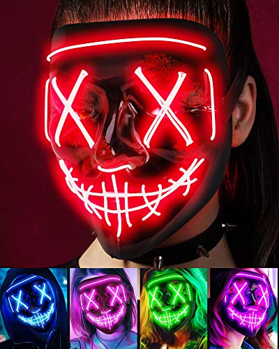 Scary Halloween Mask, LED Light up Mask Cosplay for Halloween Party Decorations - Hibrides